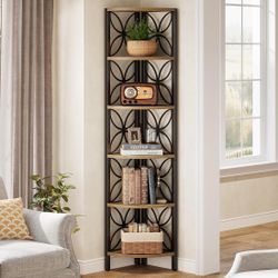 70.8" Corner Shelf, 6-Tier Corner Bookshelf Display Shelf Storage Rack