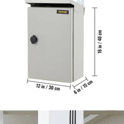 VEVOR Electrical Enclosure Box 16 x 12 x 6 in. NEMA 4X IP65 Junction Box Carbon Steel Hinged with Rain Hood for Outdoor Indoor