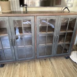 Wood & Glass Storage Cabinet , Bookcase