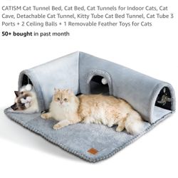 Cat Tunnel Bed With Toys, New