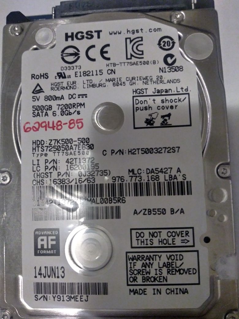 HGST 2.5" Hard disk drive 500GB