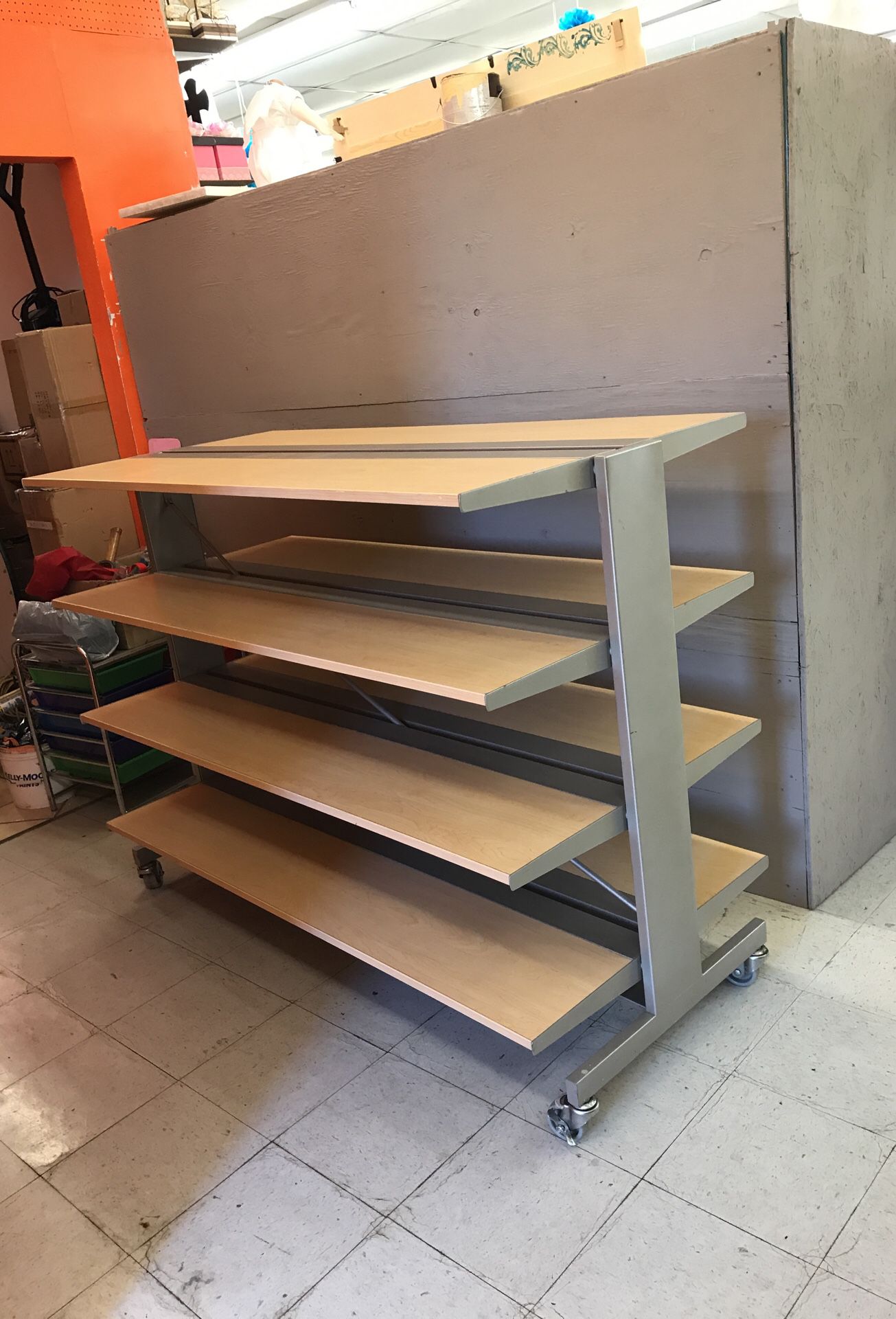 Stainless Steel with wooden shelves