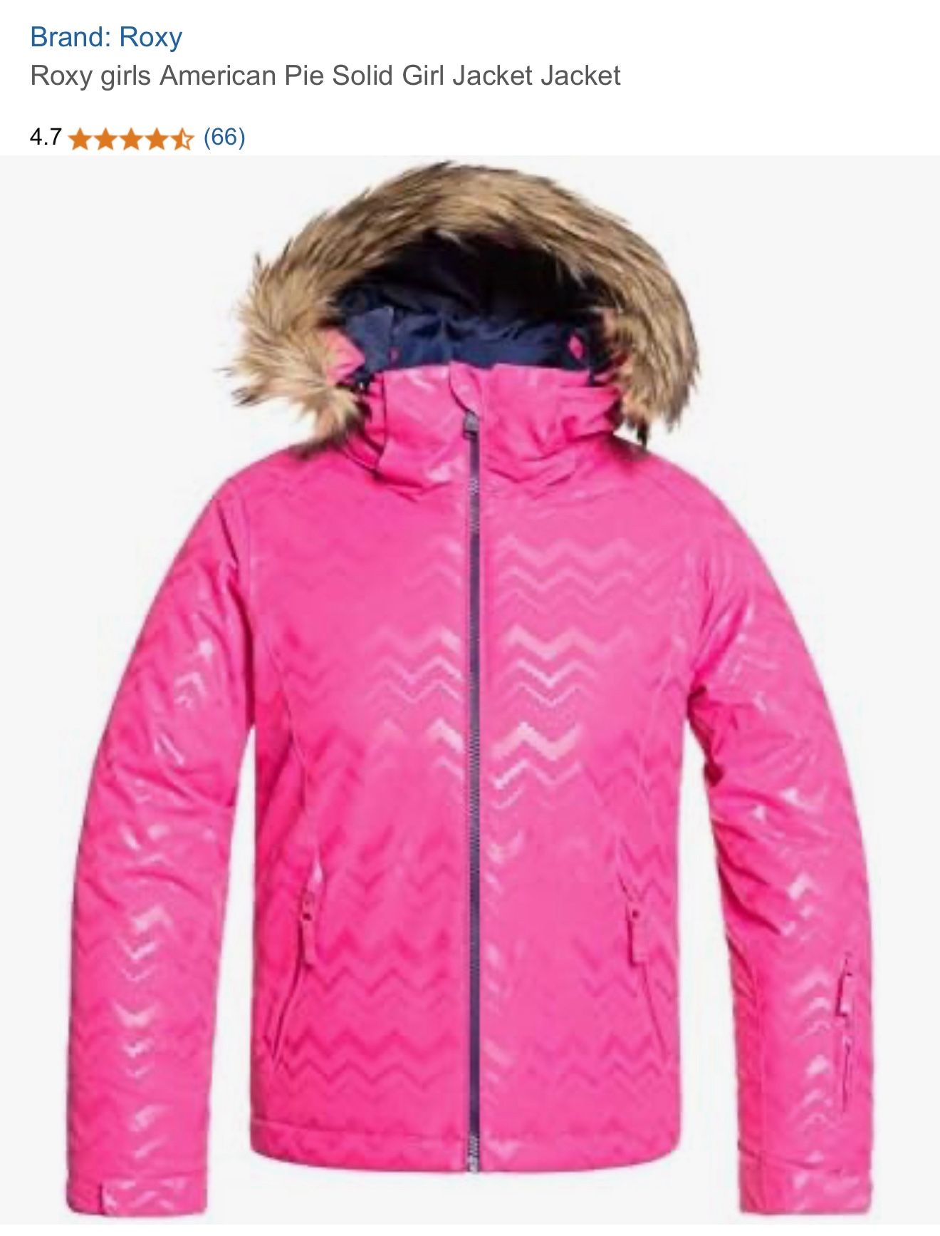 New! Roxy Big American Pie Solid Girls Jacket Girls Size 14