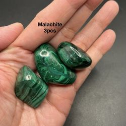 Malachite Genuine Stone from Congo, Africa 3pcs 88.7g Total