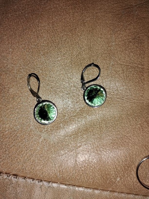 Green Gem Encrusted Earrings