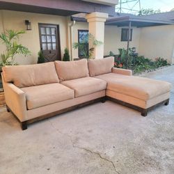 Beige Microsuede L Sofa Sectional With Chaise ⭐️Free Delivery 🚚⭐️