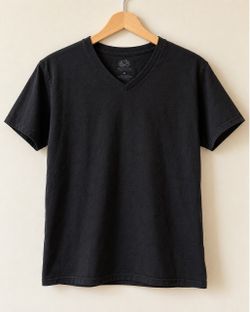 Fruit of the Loom Black V-Neck T-Shirt – Men’s Medium
