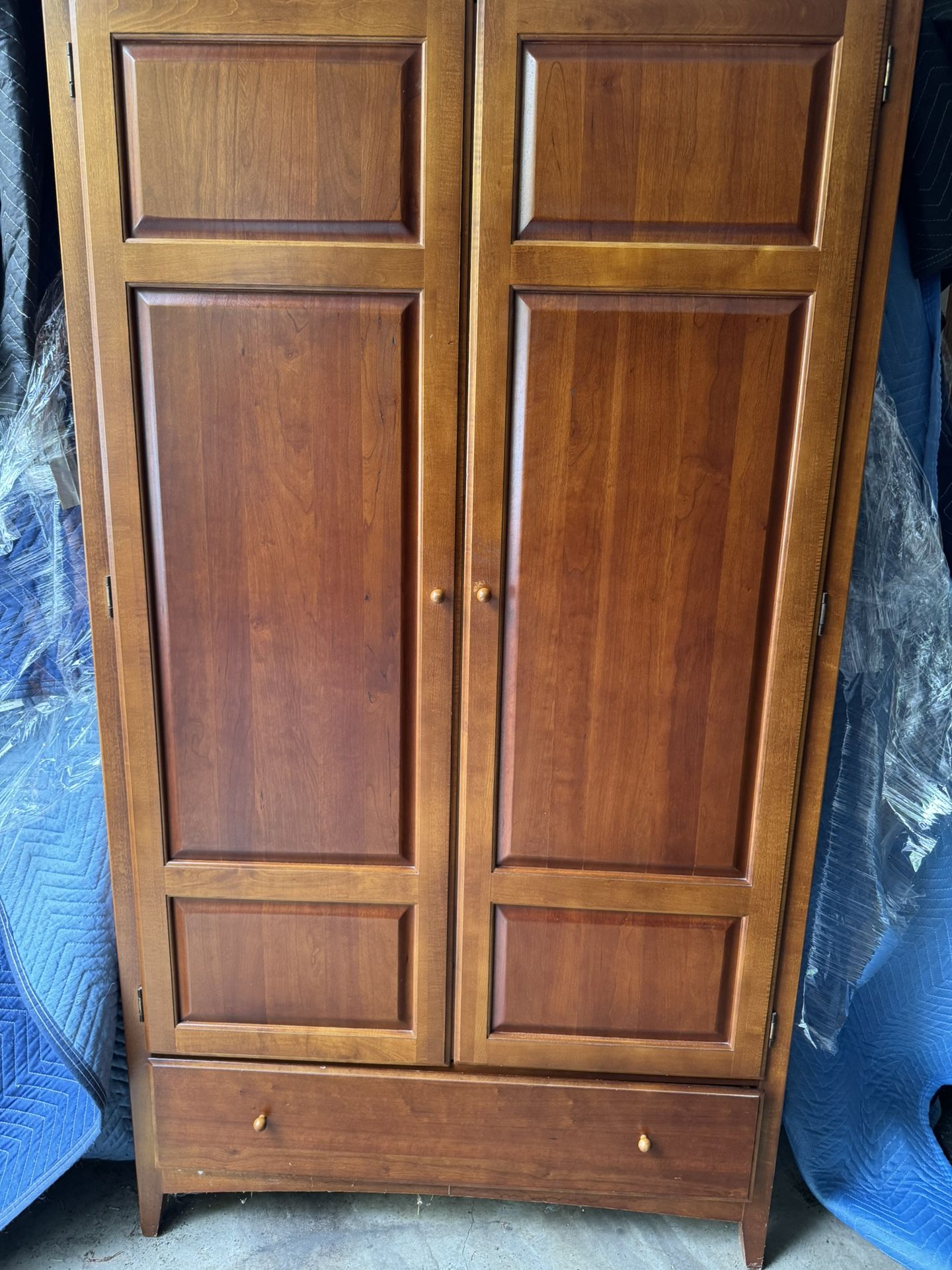 Vintage Thomasville Shaker Style Armoire, Cherry; Matching Bedside Table Avail.