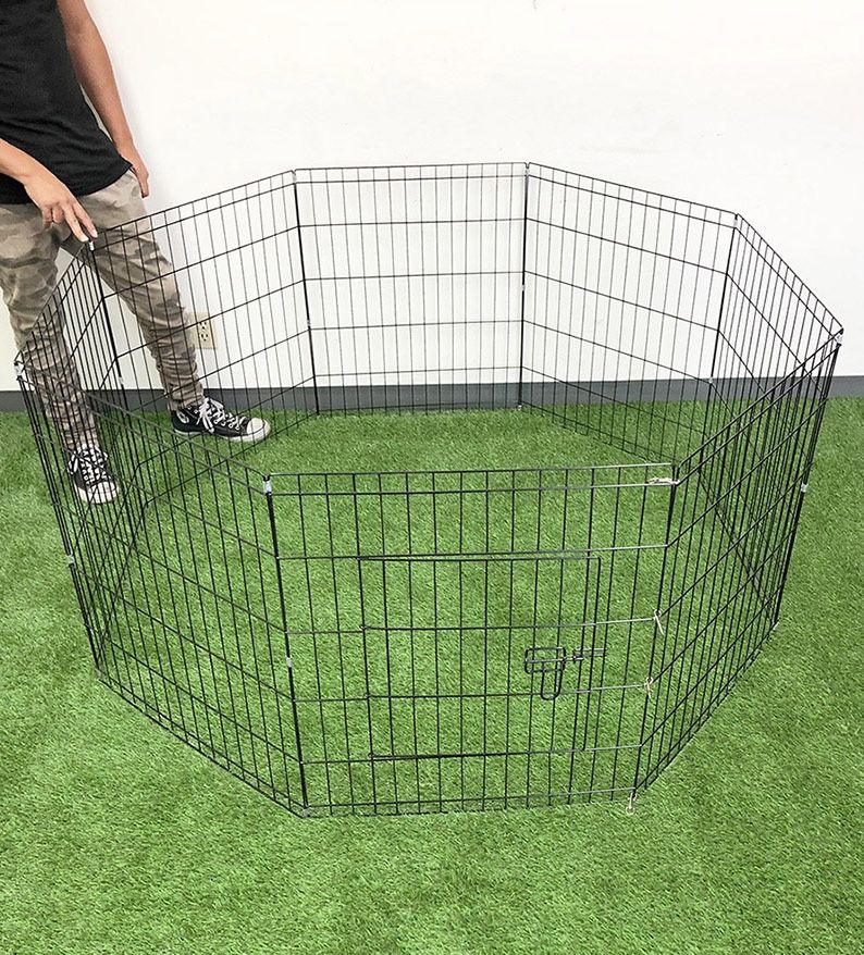 Brand New $44 Dog 8-Panel Playpen, Each Panel 30” Tall X 24” Wide Metal Pet Gate Exercise Fence Crate Kennel