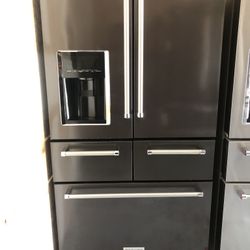 KitchenAid French Door Refrigerator Black Steel Like New