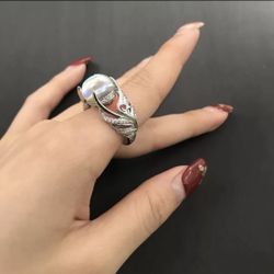 Silver And Moonstone Ring 