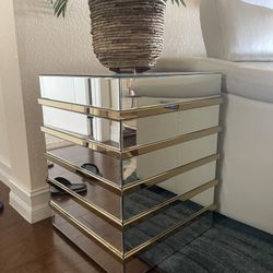 Mirror Glass Coffee Table with Gold