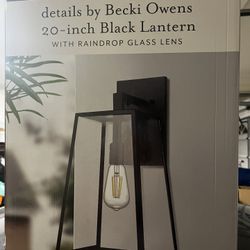 Becki Owens 20-inch Black Lantern With Raindrop Glass Lens