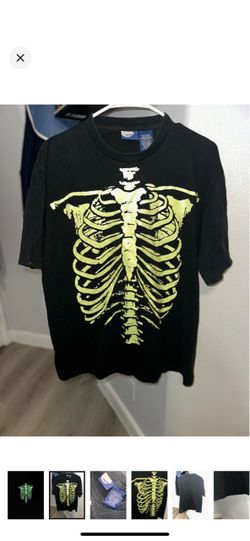 Vintage Green Source Glow in the dark Skeleton Rib Cage Graphic T-Shirt