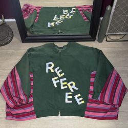 Vintage 1980s Referee Custom Zip Up SpellOut Sweatshirt