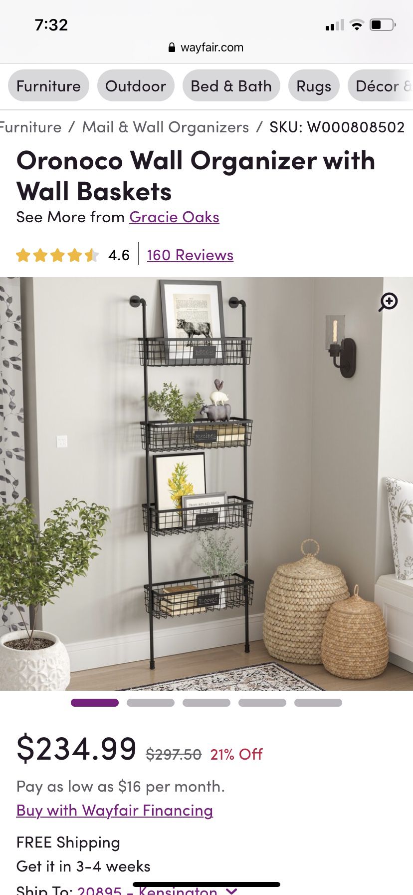 Mounted basket shelving unit. New in box
