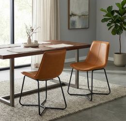 Brown Vegan Leather Dining Chairs