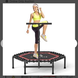 CLORIS 45'' Fitness Trampoline - Max Load 450lbs, Rebounder with Adjustable Foam Handle Indoor/Outdoor Fitness Body Exercise (Red) 