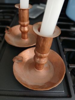 Hammered Copper Candle Holders