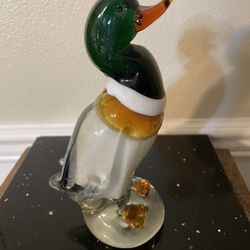 Art Glass Duck Figurine Mallard Duck 8”T