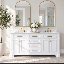 White Bath Vanity  “New in Box – Countertop Damaged”