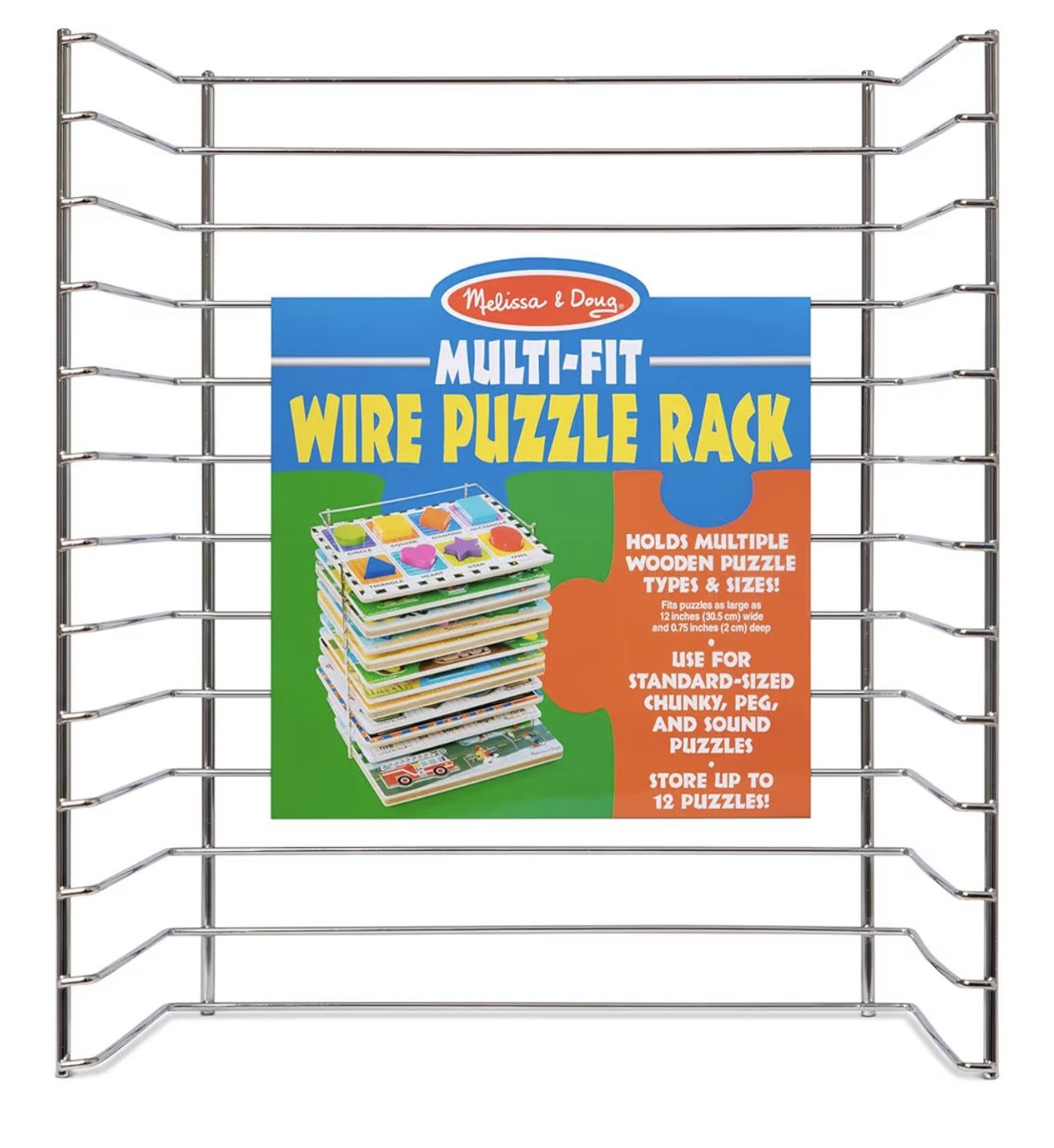 NWOT Melissa & Doug Multi-Fit Metal Wire Puzzle Rack 12 inches wide and 0.75 inches deep