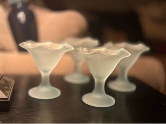 1950s  Blue frost Ice Cream Sundae Glasses