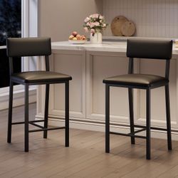 Bar Stools Set of 2, Kitchen Barstools Backrest and Footrest