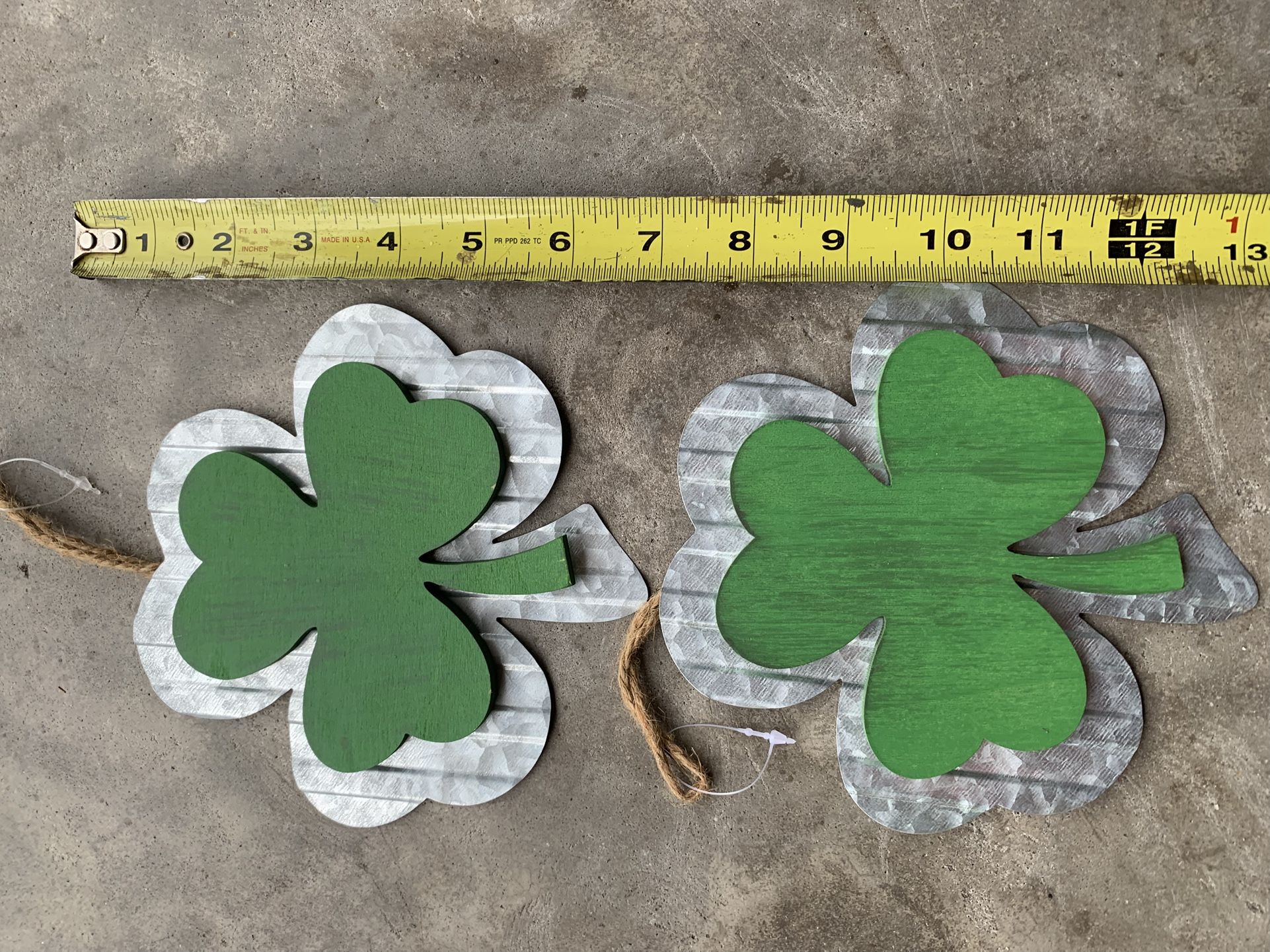 Two Metal & Wooden Shamrocks Hanging St. Patrick’s Day Decorations