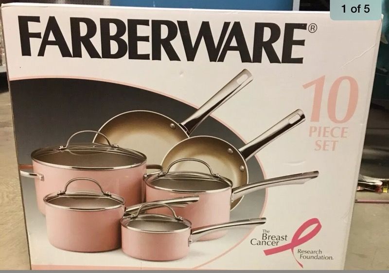 Farberware PINK 10 piece cookware pots and pans set