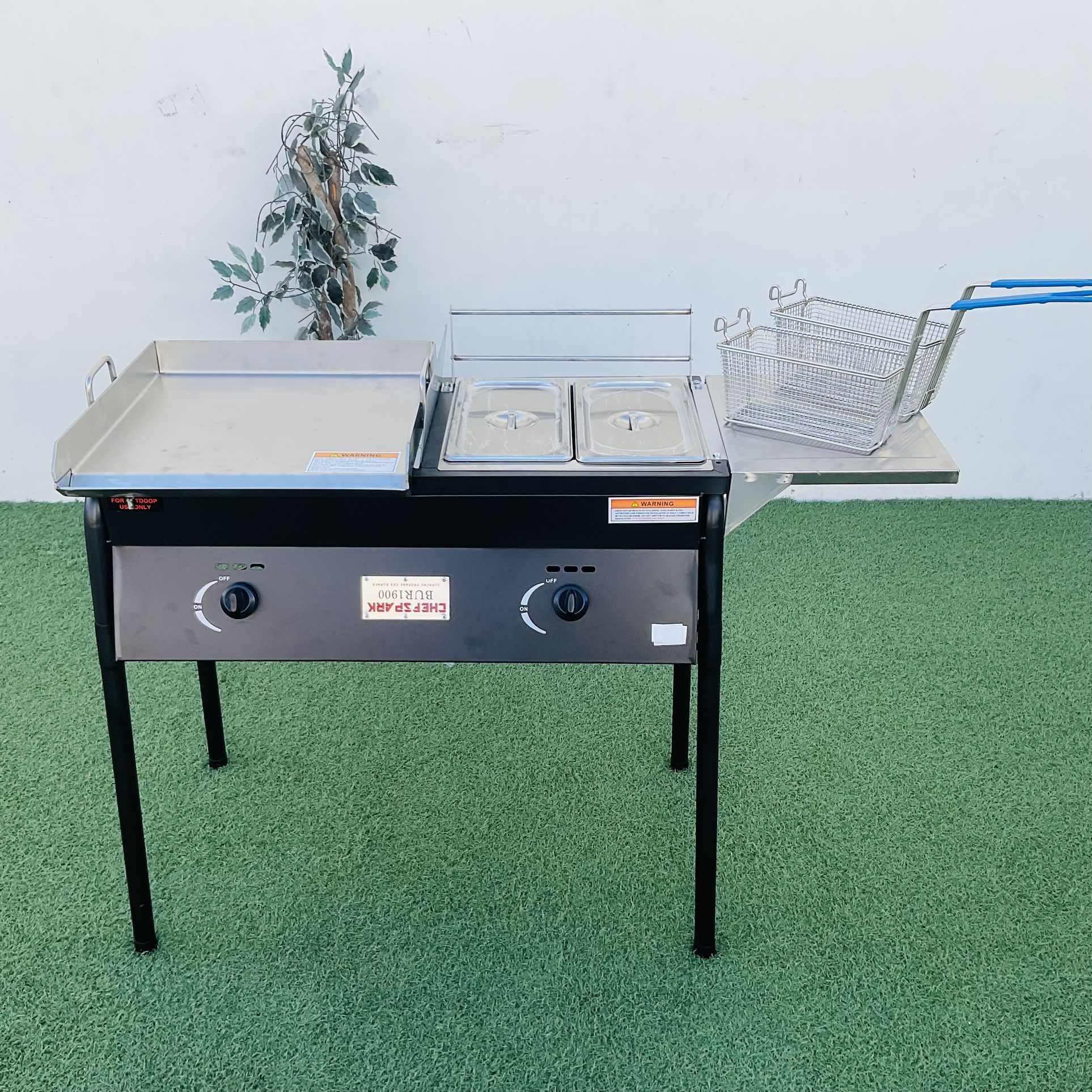 Taco Cart Small Catering Cart Portable Stainless Steel 17” Griddle - Main Image