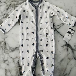 Ralph Lauren Cotton Polo Bear Footed Coverall One-Piece, size 3M, New with Tags