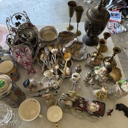 Vintage China And glassware, Silverware And Hummel Style Figurines