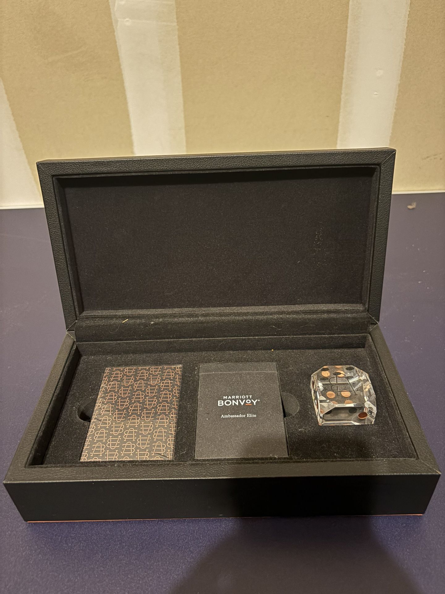 Marriott Bonvoy Ambassador Elite Gift Set – Box, Cards, Acrylic Paperweight