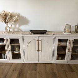 Mopio Blake 3 Piece Modular Accent Storage Cabinets in White Oak - Like New