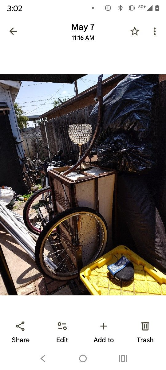 Homemade Bicycle Trailer With Wooden Sides Good Tires And Trailer Hitch No Seat Included