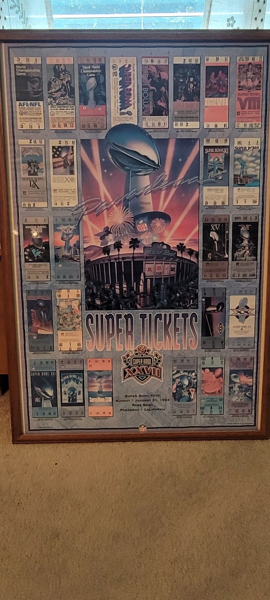 Framed Super Bowl Tickets Poster 