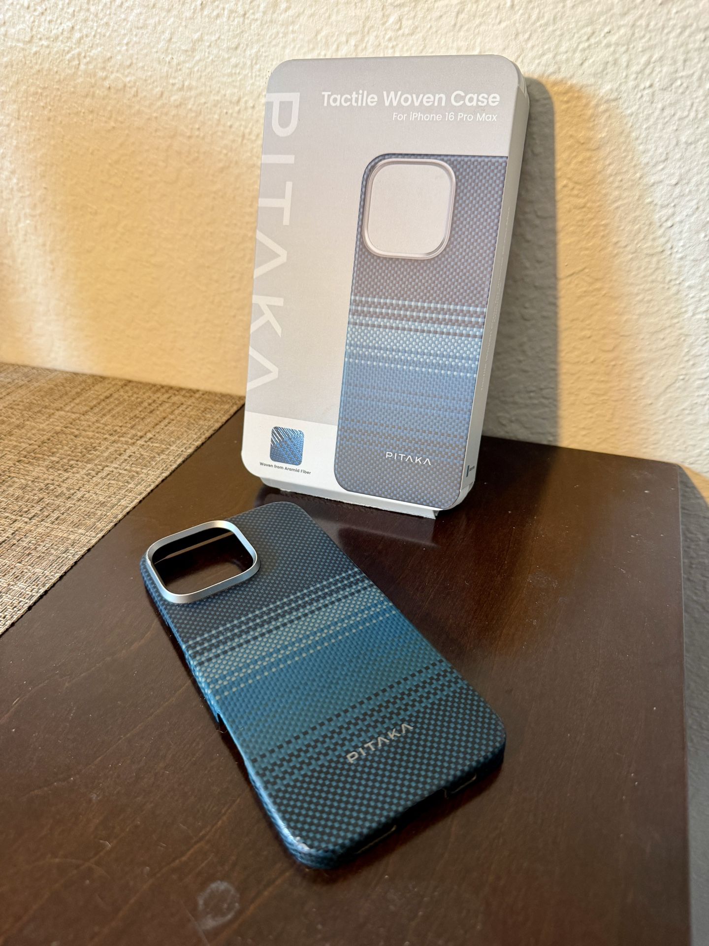 Pitaka Tactile Woven Case for iPhone 16 Pro Max – Blue Aramid Fiber