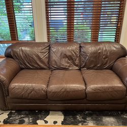 Brown Leather Couch - FREE