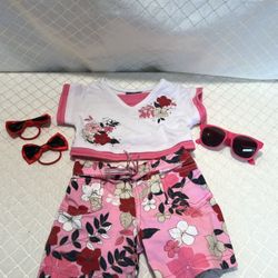 Build a Bear LIMITED TOO Flowered LTD Shirt  Short Outfit + Bows & Sunglasses 