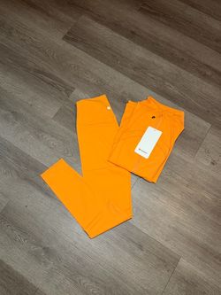 Lululemon Orange Leggings and Zip-Up Set