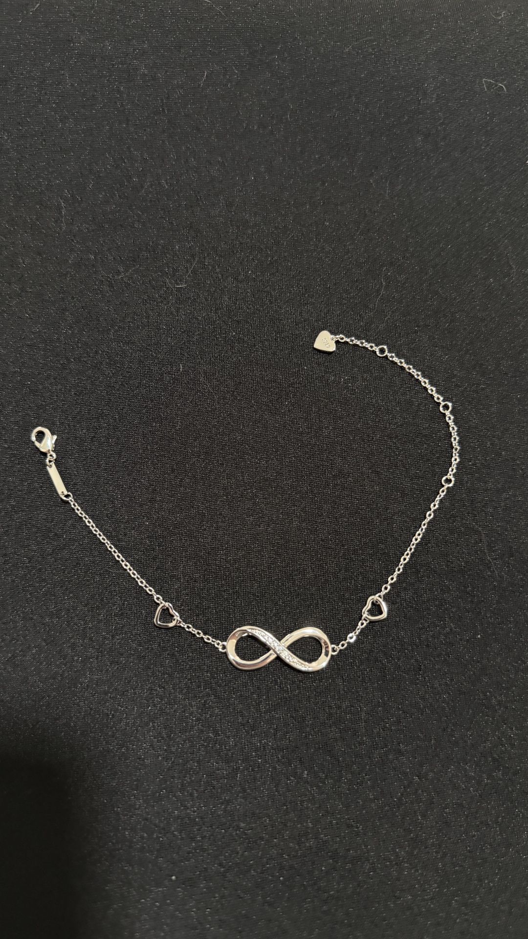 925 Sterling Silver Infinity Hearts Chain Bracelet