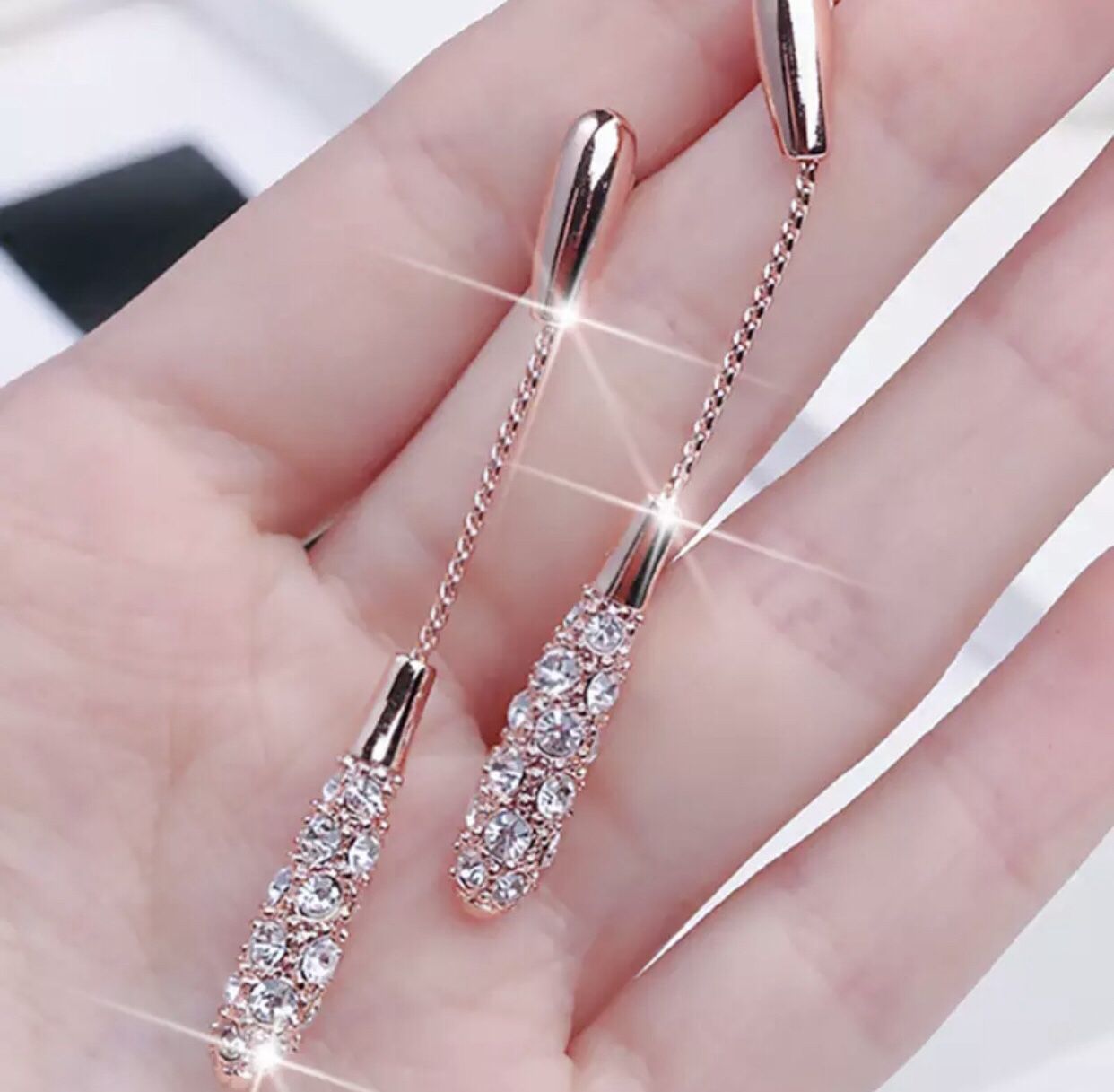 Rose Gold And Crystal Earrings 