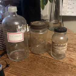 Old Glass / Medicine Bottles / Scientific Decor