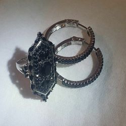 Black Spinel, Rhodium over Sterling Silver Ring 5.96ctw