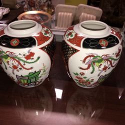 Pair Of Small Vintage Porcelain Japanese Vases