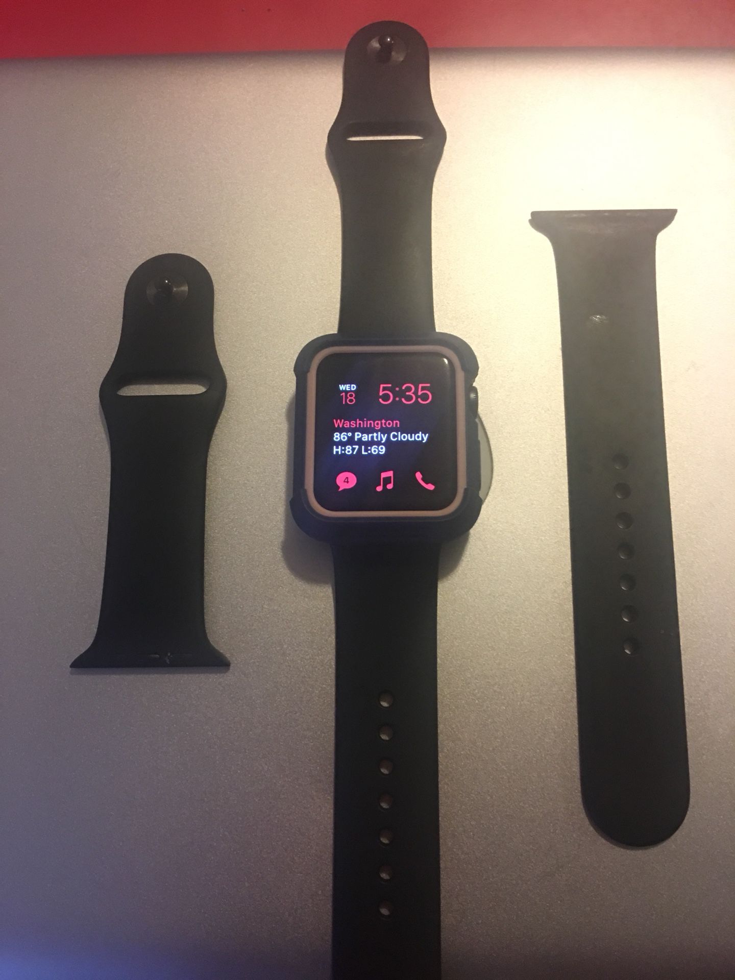 APPLE WATCH SERIES 2 42MM WATERPROOF WITH BANDS AND A PROTECTIVE CASE AND CHARGER