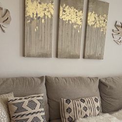 3-Panel Gold Wall Art