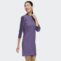 NWT Purple Adidas 3-stripe 3/4 Sleeve Dress Women’s Small