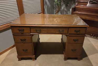Wood Desk with glass top
